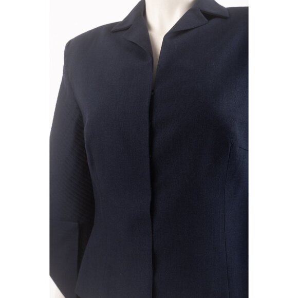 Givenchy Couture Vintage Womens Blazer Jacket Navy Blue Size 42 US 10 Wool Silk - Picture 4 of 6